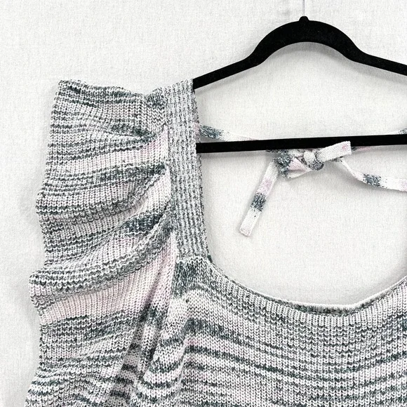 TED BAKER Aspel Puff Sleeve Sweater Womens 12 14 White Gray Marled Tie Back Knit - Picture 5 of 16